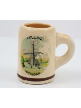 Vintage Ceramic Holland Michigan Toothpick Holder Shot Glass Hamilton Japan